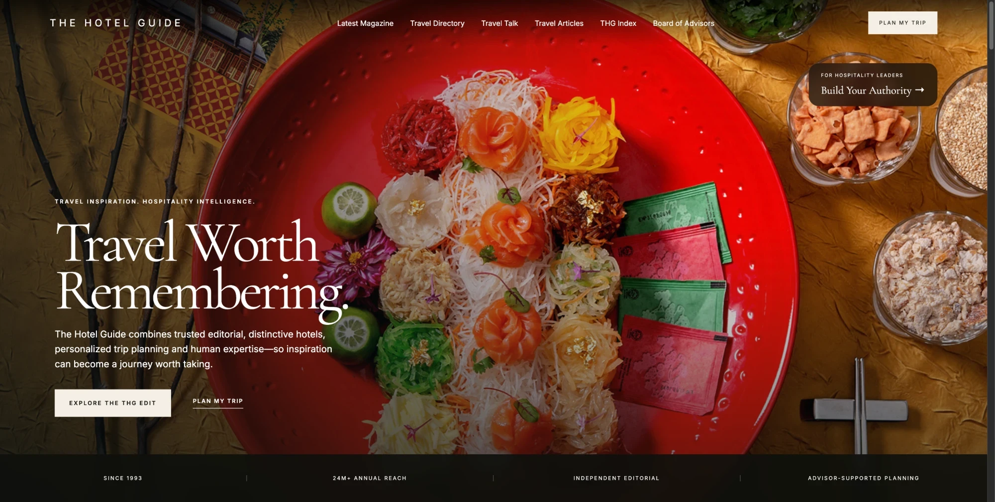 The Hotel Guide homepage, a travel publisher website using AtlasGuru